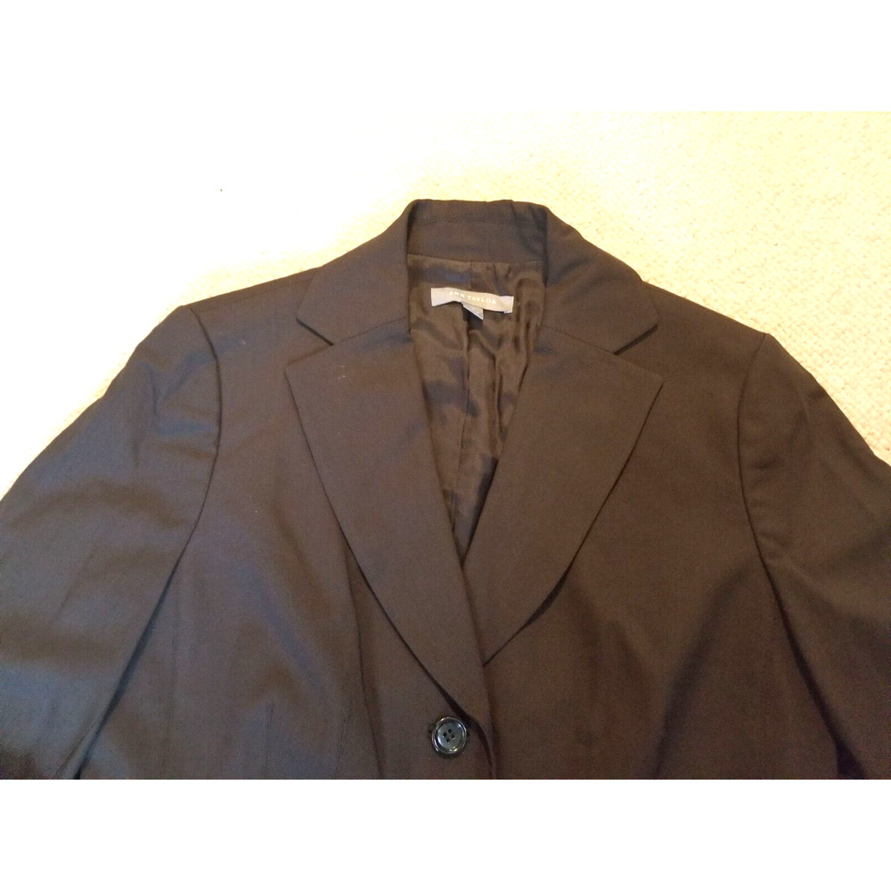 Women's Jacket-ANN TAYLOR-brown virgin wool stretch blazer Office preppy-2 - Picture 3 of 4